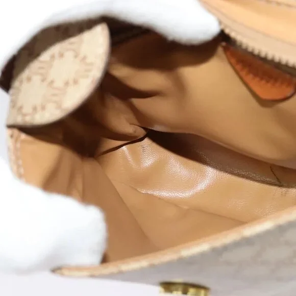 Authentic CELINE Macadam Canvas Shoulder Bag PVC Beige Gold - Picture 4 of 16